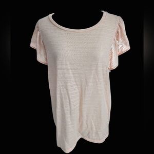 Banana Republic‎ Linen Blend Flutter Sleeve Top Womens XL Light Pink